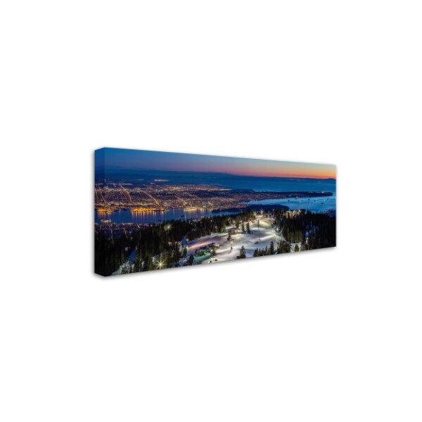 Pierre Leclerc 'Vancouver From Grouse' Canvas Art,8x19